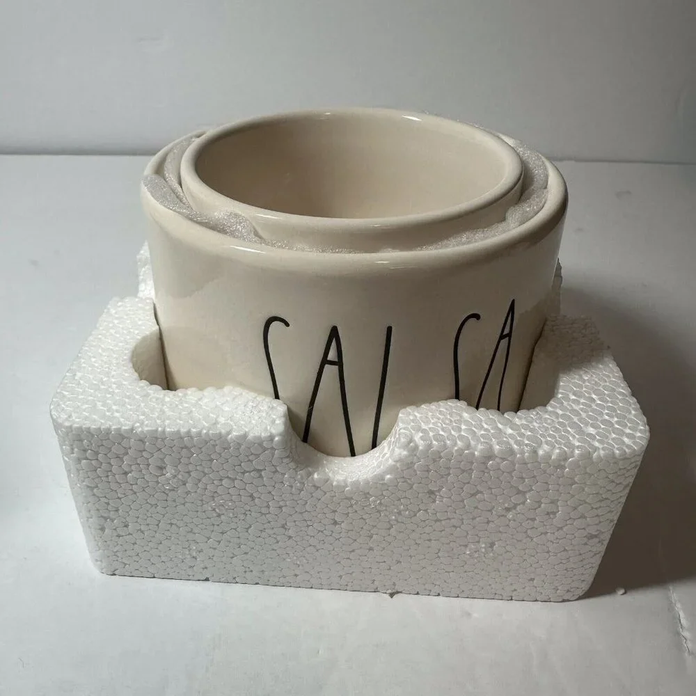 Rae Dunn Artisan Collection By Magenta Guac And Salsa Bowl Set W/ Bamboo Spoons - Picture 3 of 6